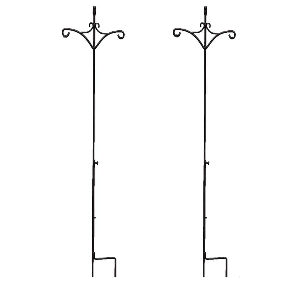 Ashman 91 Inch Black Steel Twin Hook Garden Arbor, 2 Pack