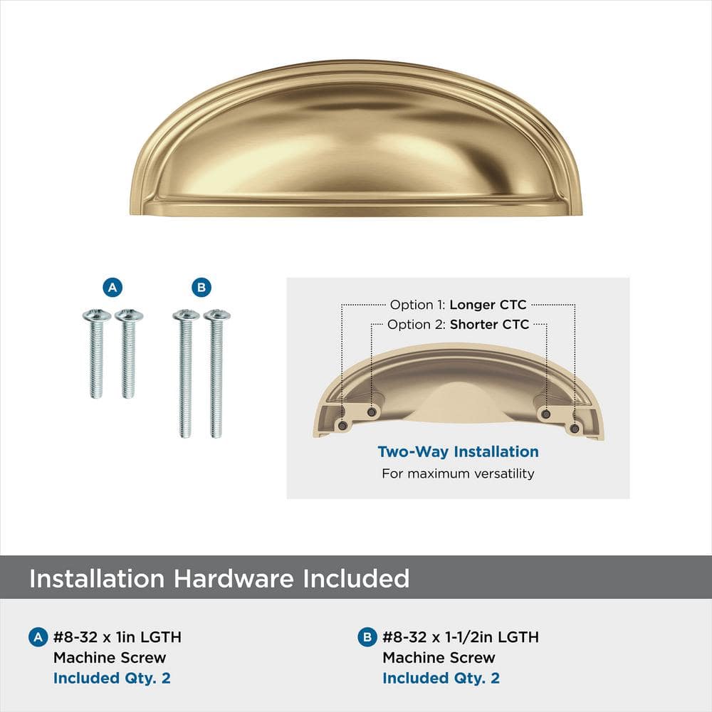 Champagne Bronze Polished Cup Pull with Mounting Hardware
