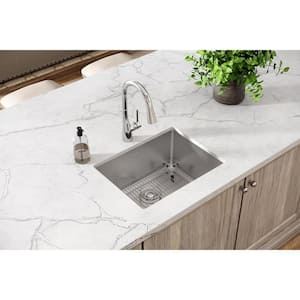 Crosstown 24 in. Undermount Single Bowl 16-Gauge Stainless Steel Kitchen Sink Kit w/ Accessories