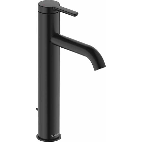 1-Single Handle Single Hole Bathroom Faucet with Deck Plate Included and Drain Kit Included in Black Matte