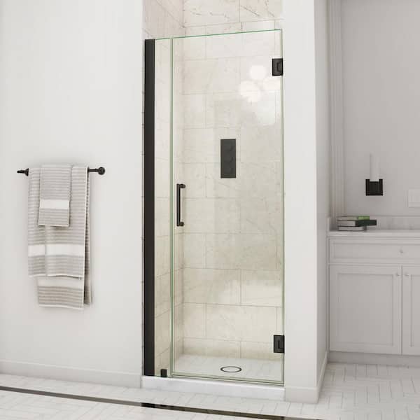 DreamLine Unidoor 30 to 31 in. x 72 in. Frameless Hinged Shower Door in Matte Black