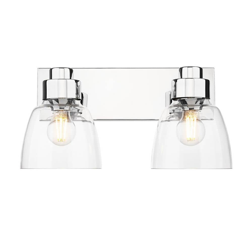 Remy 8 in. 2 Light Chrome Vanity Light with Clear Glass Shade price history on PriceWatchPro