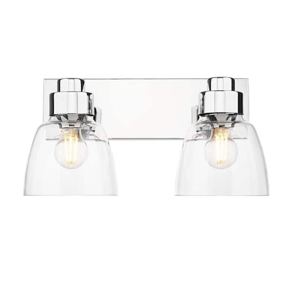 Golden Lighting Remy 8 in. 2 Light Chrome Vanity Light with Clear Glass Shade