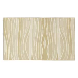 Waves Natural 3 ft. x 5 ft. Lines Washable Area Rug