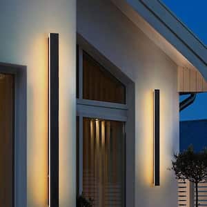 1-Light Black Modern Integrated LED Outdoor Wall Light Waterproof Porch Light Wall Lantern Sconce, 3000K Warm White
