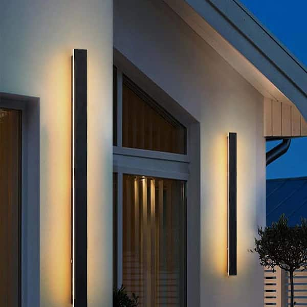 1-Light Black Modern Integrated LED Outdoor Wall Lantern Sconce Light, Waterproof 3000K Warm White Porch Sconce