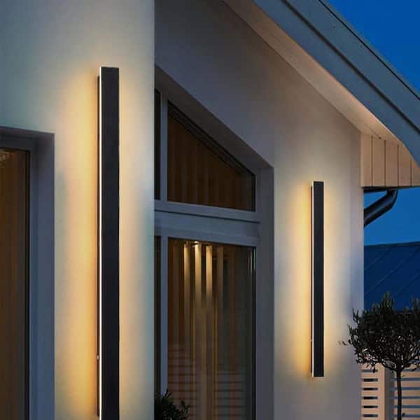 YANSUN 1-Light Black Modern Integrated LED Outdoor Wall Lantern Sconce Light, Waterproof 3000K Warm White Porch Sconce