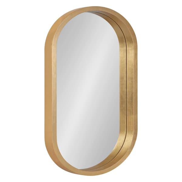 Kate and Laurel Travis 30.13 in. H x 20.13 in. W Modern Oval Framed Gold Wall Mirror
