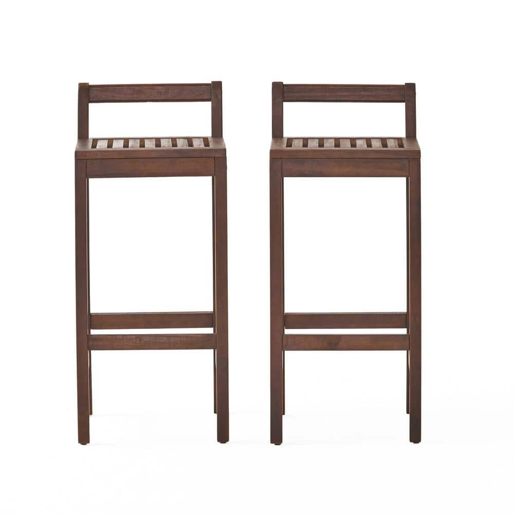 Noble House Miya Wood Outdoor Patio Bar Stool (2Pack) 5268 The Home