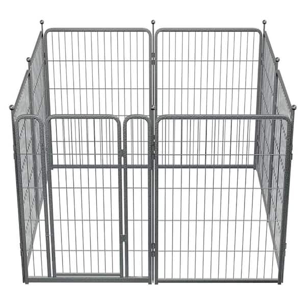 40 in. Heavy Duty Metal Garden Fence with Door for Dogs and Rabbits Easy Assemble 8 Panels