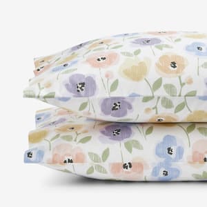 Company Kids Pastel Poppies White Multi Organic Cotton Percale Standard Pillowcase (Set of 2)