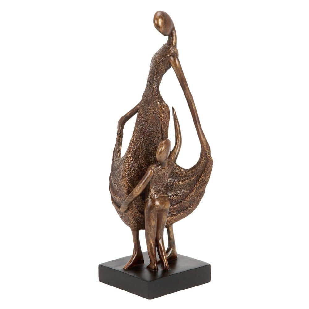 Bronze Family Sculpture with Textured Finish, 15" Tall