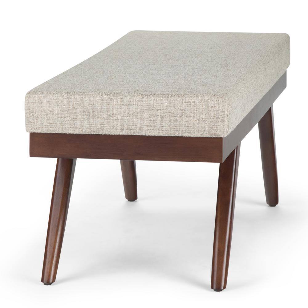 Chanelle Mid Century Platinum Tweed Ottoman Bench