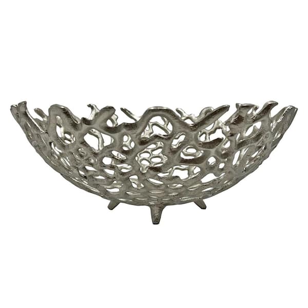 Silver 16 in. x 16 in. Aluminum Nest Metal Fruit Bowl