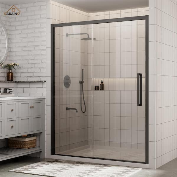 CASAINC 60 in. W x 76 in. H Sliding Framed Soft-closing Shower Door in ...