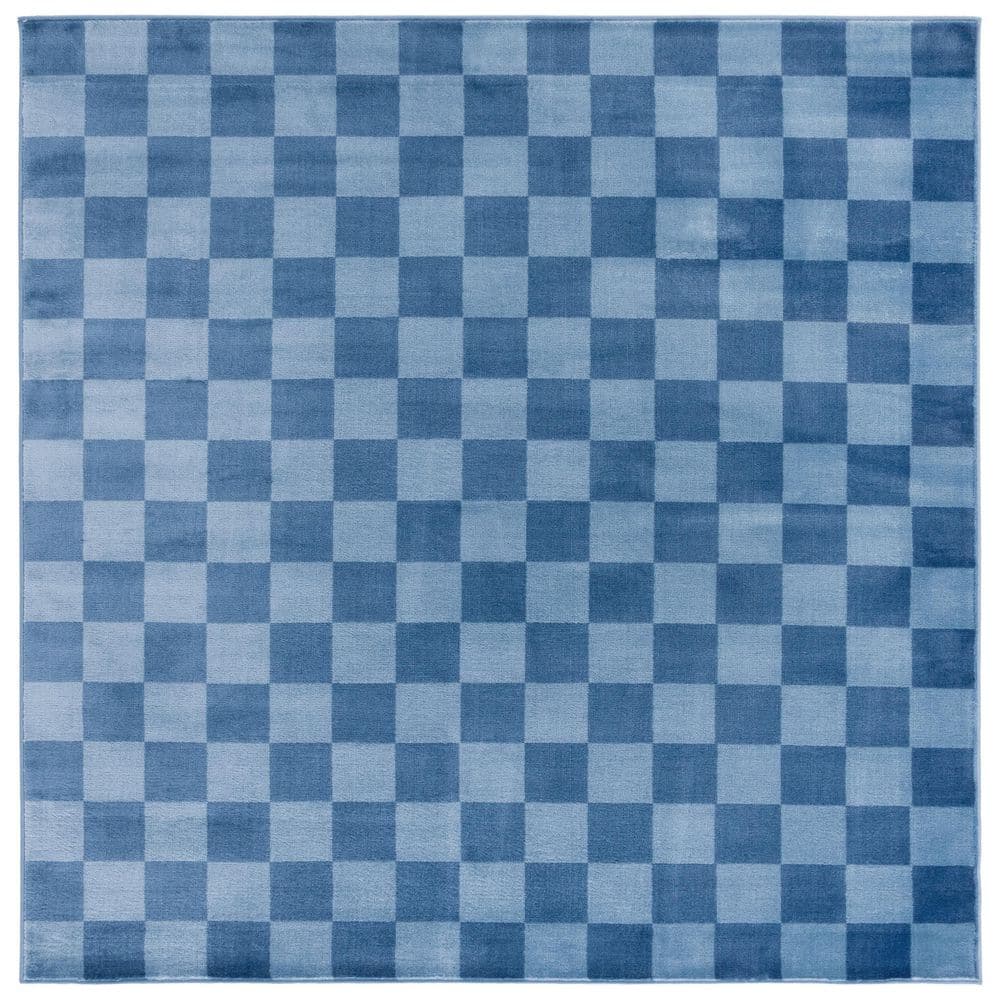 SAFAVIEH Groove 7 ft. x 7 ft. Blue/Light Blue Checkered Square Area Rug ...
