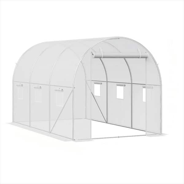 SVOPES 9.6 x 6.4 x 6.2 ft. Hoop House with Galvanized Steel Frame, Roll-Up Zipper Door and 6-Windows, Walk-in Tunnel Greenhouse