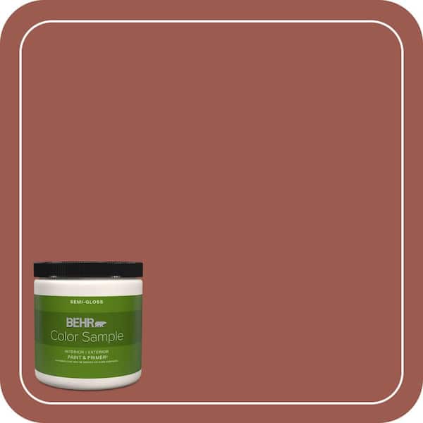 BEHR PREMIUM PLUS 8 oz. #ICC-106 Spicy Cayenne Semi-Gloss Interior/Exterior Paint & Primer Color Sample