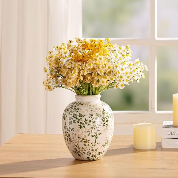 7.9 in. Multicolor Round Ceramic Retro Floral Vases Rustic
