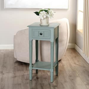 Hampton 14 in. Antique Ice Blue MDF Square End Table