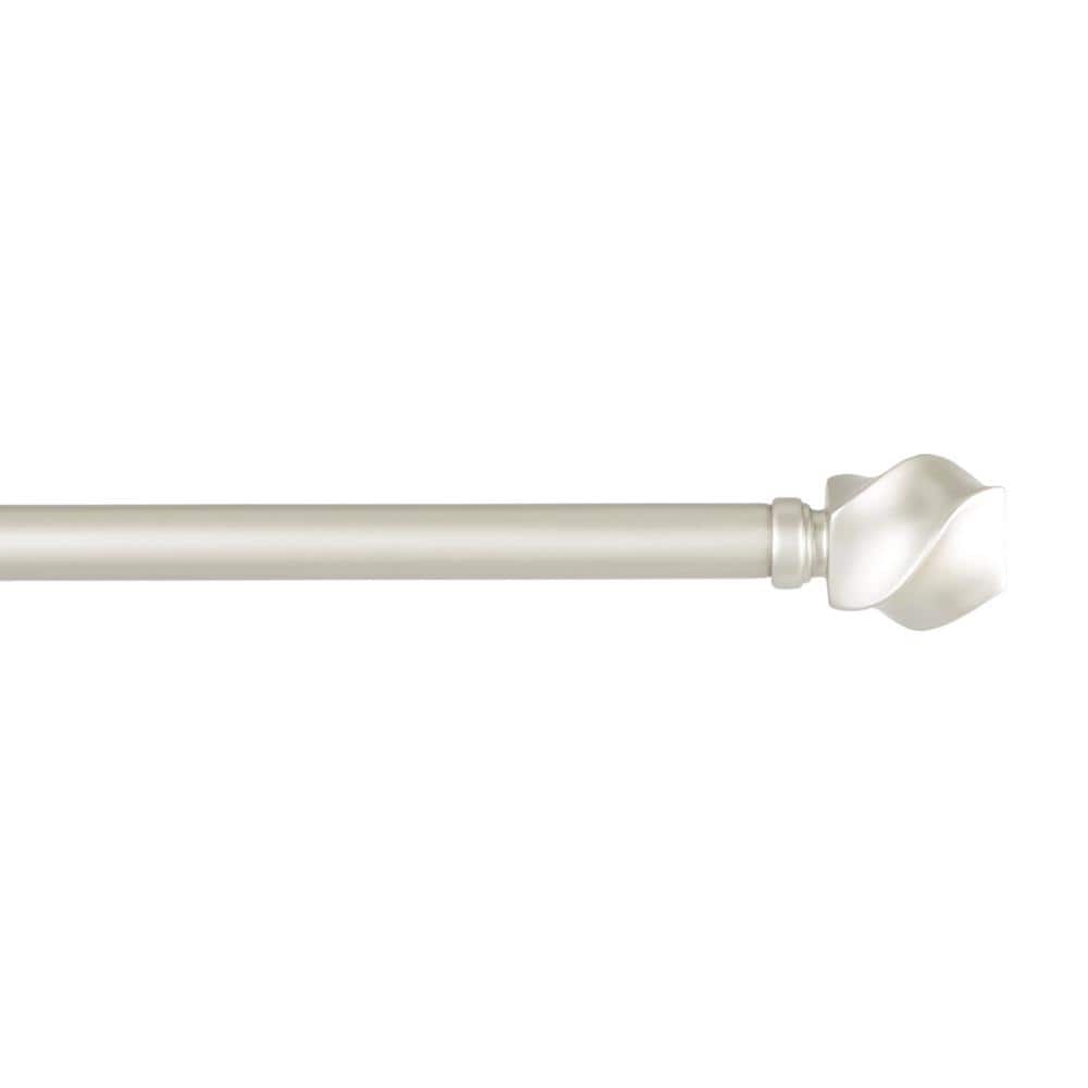 Matte Nickel Twist Curtain Rod with Finial Set, Adjustable 66"-120"