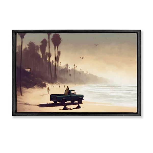 Stupell Industries Dreamy Beach Tropical View by Noah Bay Black Floater Frame Nature Graphic Art Print 21 in. x 31 in.
