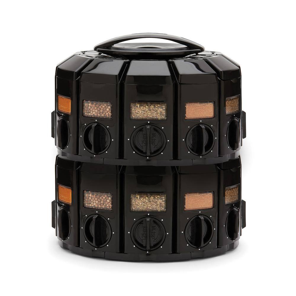Black Revolving Countertop Spice Rack with 12 Compartments