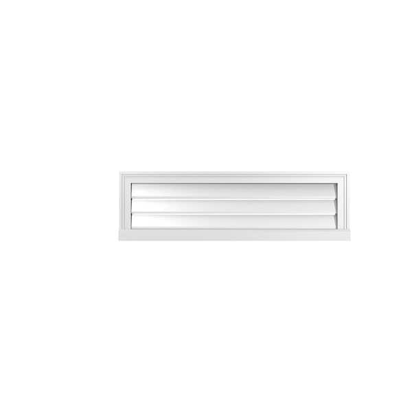 Ekena Millwork 40 in. x 12 in. Vertical Surface Mount PVC Gable Vent: Functional with Brickmould Sill Frame