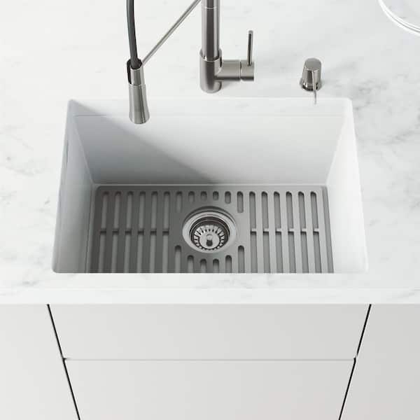 19 in. Silicone Kitchen Sink Protective Bottom Grid For Single Basin Sink in Gray