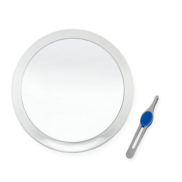 DB Tech Large 10 in. Suction Cup 8X Magnifying Mirror and Tweezers with Rubber Grips