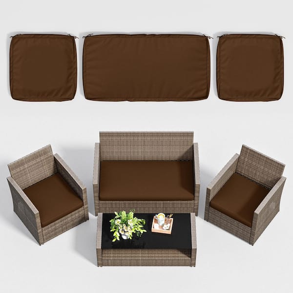 Kimunuk 3-Piece 36 x 18 in. & 18 x 18 in. Outdoor Cushion Covers Replacement with Zipper Chocolate