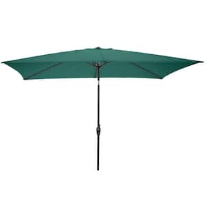 10 ft. Rectangular Market Tilt Patio Umbrella with Push Button in Hunter Green