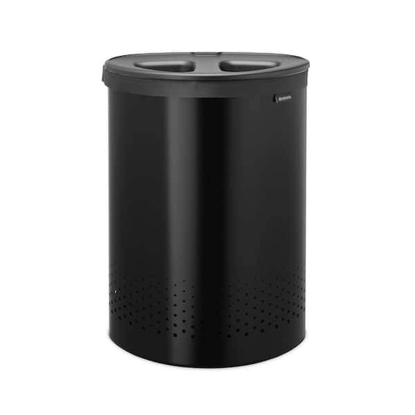 Matte Black (25.0 in H x 17.7 in W x 11.4 in D) Steel Contemporary Round Laundry Room Hamper