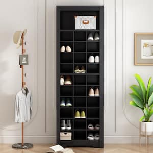 73.80 in. H x 24.40 in. W Black Shoe Storage Cabinet with 30 Compartments, Large Storage Capacity