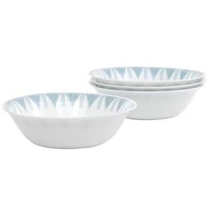 4-Piece 28 fl. oz. 7.5 in. Round Tempered Opal Glass Bowl Set in Blue