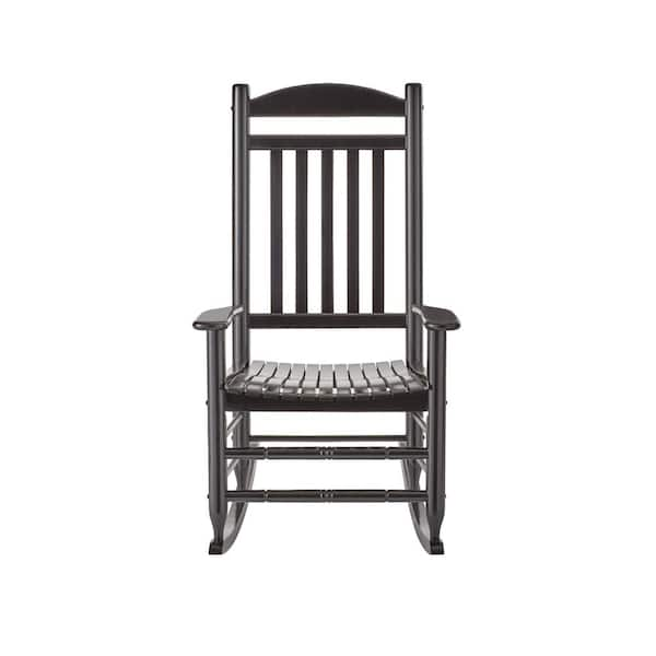 Hampton Bay Black Wood Outdoor Rocking Chair