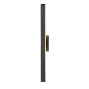 Stylet 48 in. Black Outdoor Hardwired Shaded Wall Sconce with Integrated LED
