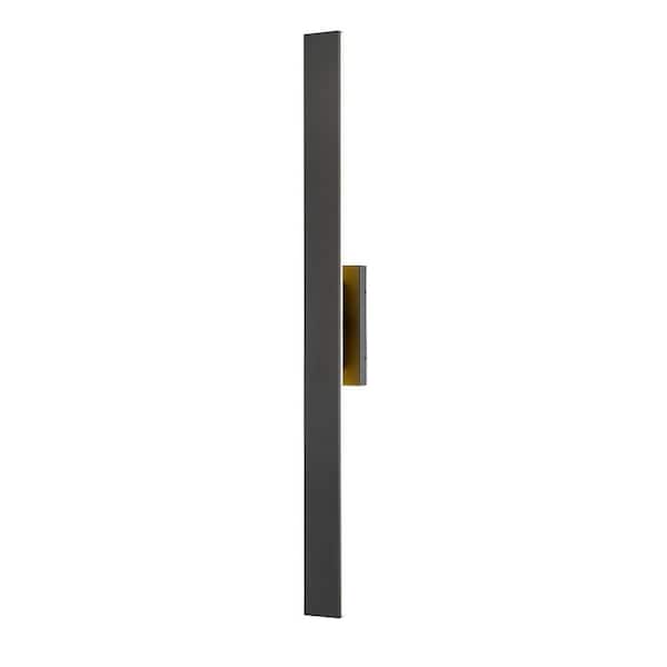Unbranded Stylet 48 in. Black Outdoor Hardwired Shaded Wall Sconce with Integrated LED