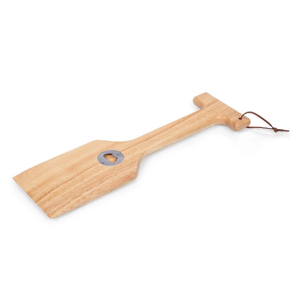 Picnic Time Hardwood BBQ Grill Scraper with Bottle Opener in Rubberwood Finish