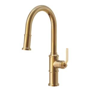 Kinzie 1-Handle Pull Down Sprayer Kitchen Faucet with 1.75 GPM in Brushed Bronze