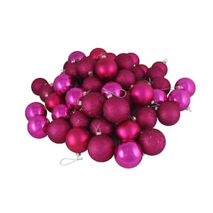 Pink Magenta Shatterproof 4-Finish Christmas Ball Ornaments (24-Count)