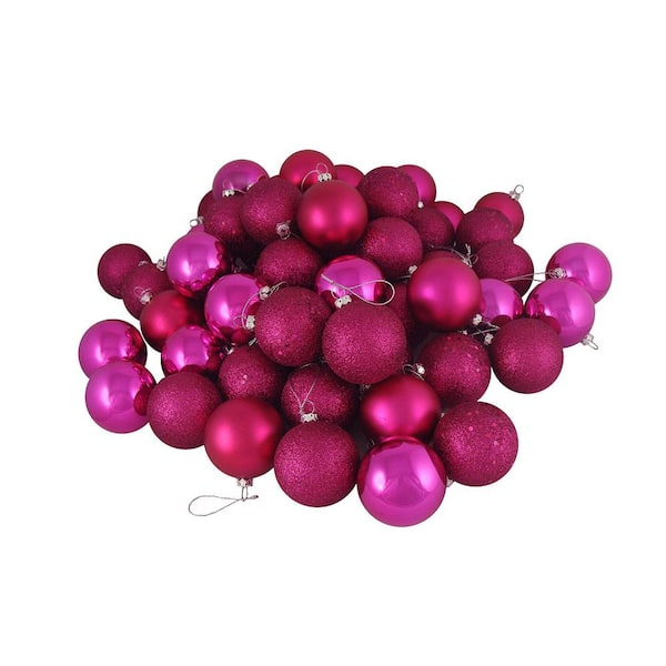 Northlight Pink Magenta Shatterproof 4-Finish Christmas Ball Ornaments (24-Count)