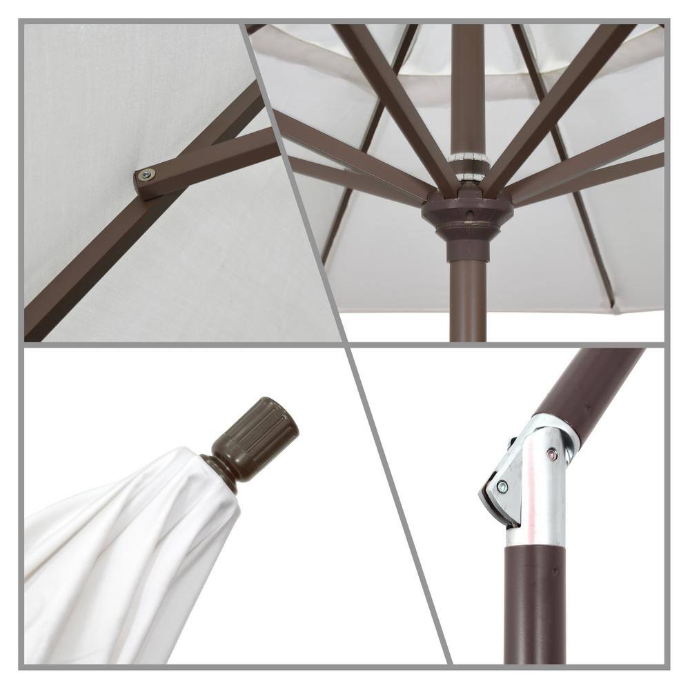 9-Foot Beige Olefin Patio Umbrella with Black Aluminum Pole