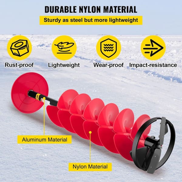 VEVOR Ice Drill Auger, 6\ Diameter Nylon Ice Auger, 39\ Length