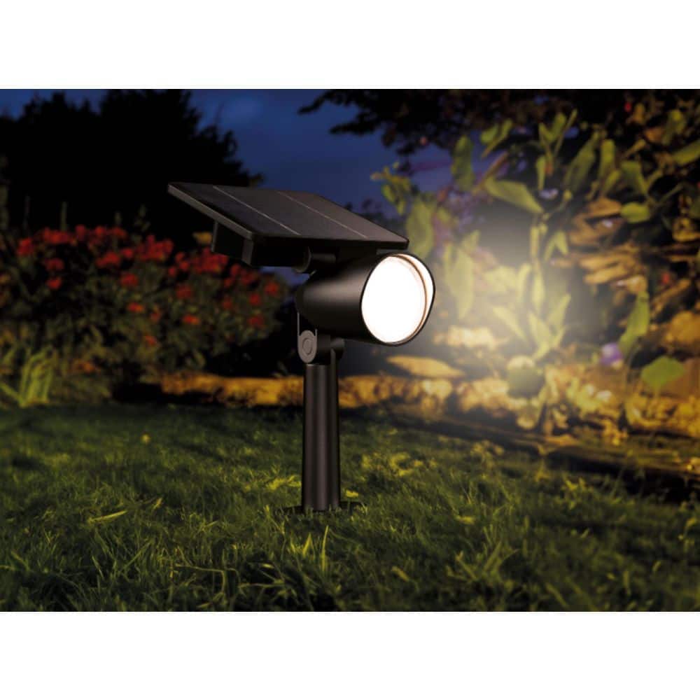 Philips 100 Lumen Ashlyn Outdoor Solar LED Spot or Wall Mount Light Black  High Brightness Weather Resistant (1-Pack) 590042 - The Home Depot, image size:1000x1000