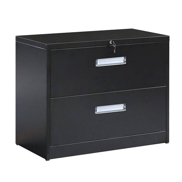 Merax Black Metal Vertical Lockable File Cabinet with 2-Drawer