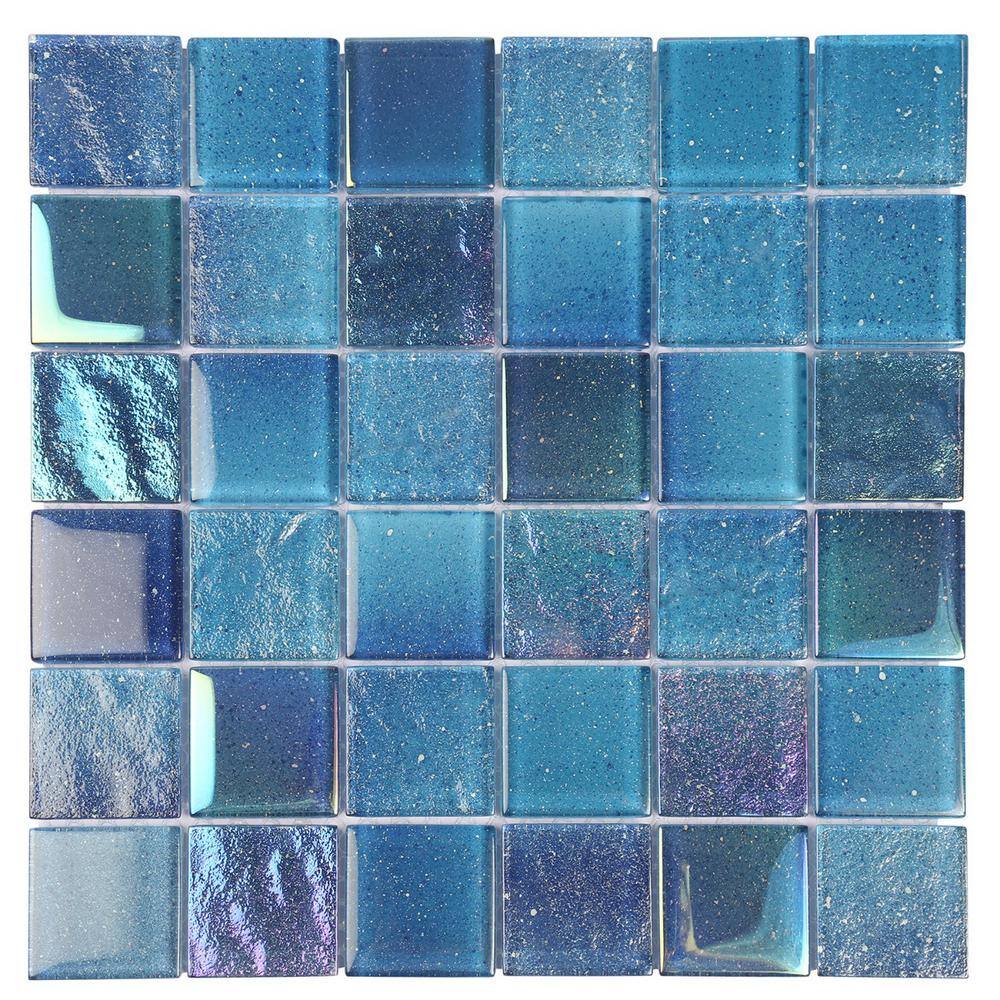 Angel Dust Blue Polished Glass Wall Mosaic Tile