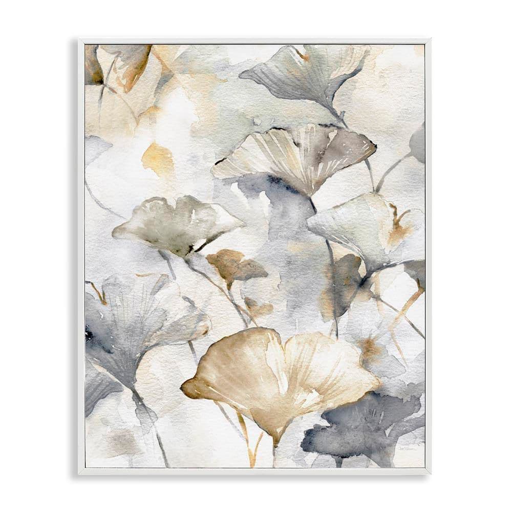 Beige and Grey Gingkoes by Carol Robinson White Framed Nature Giclee Art Print 14 in. x 11 in. price history on PriceWatchPro