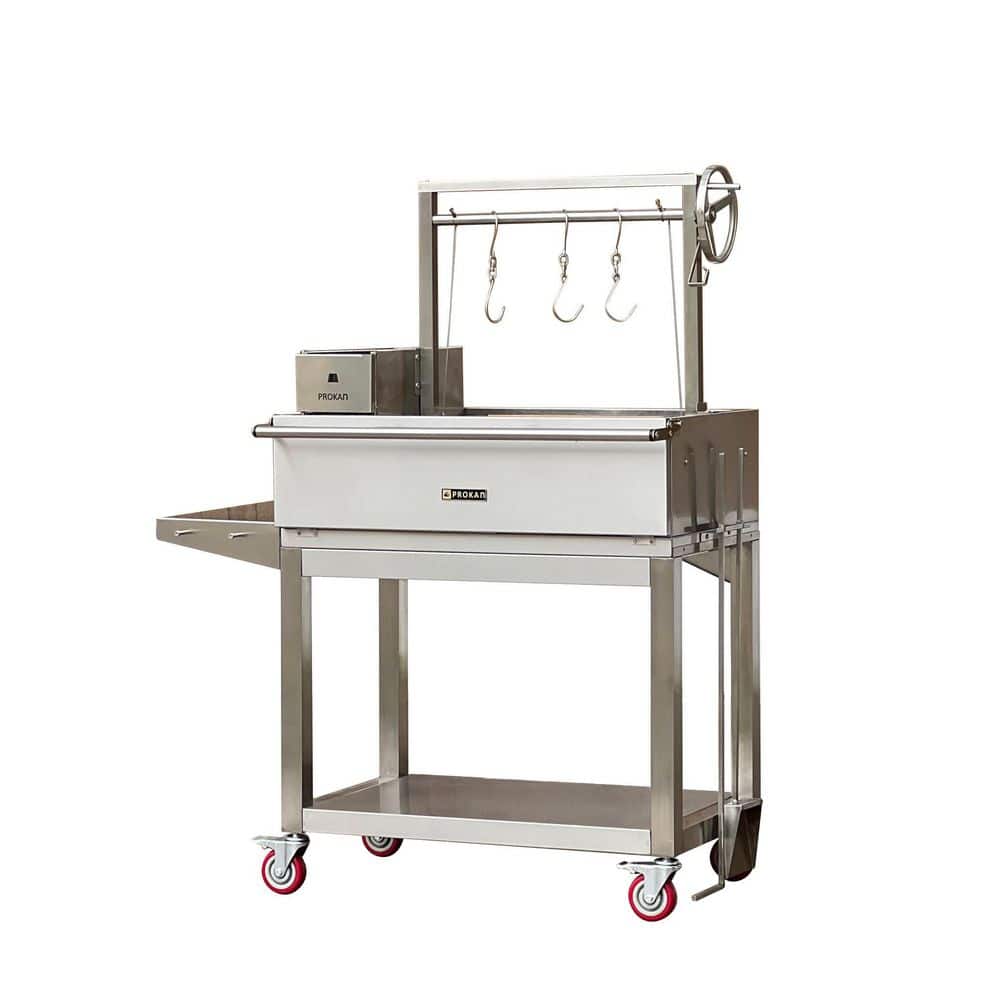 SS304 Infinity Argentine Charcoal Grill and Wood BBQ Grill in Stainless Steel with Grilling Toolkit Included