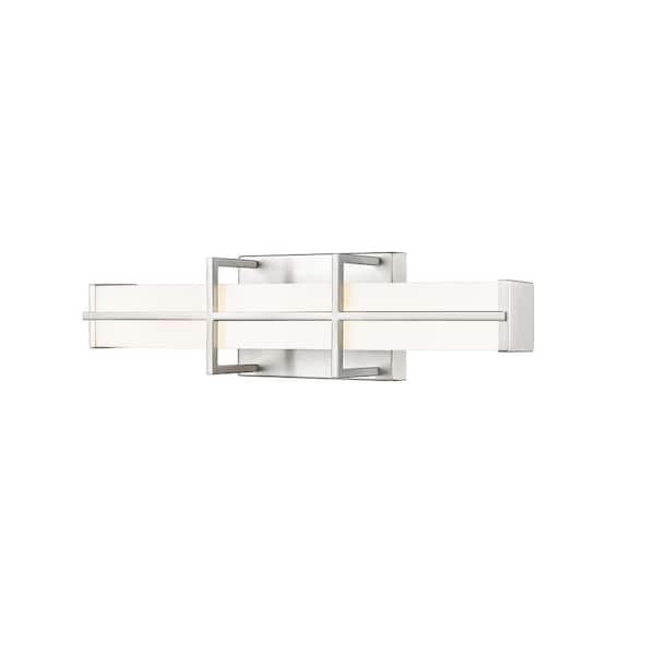 Unbranded Harrison 18 in. Brushed Nickel 1-Light Integrated LED Vanity Light with Frosted Plastic Shade